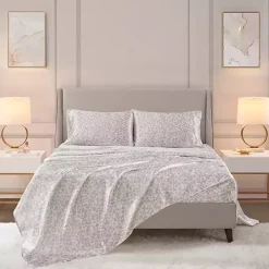 Taupe Leopard Print Satin 4-pc. Full Sheet Set