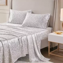 Taupe Leopard Print Satin 4-pc. King Sheet Set