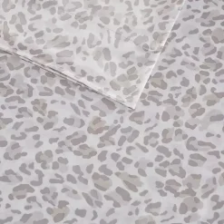 Taupe Leopard Print Satin 4-pc. King Sheet Set