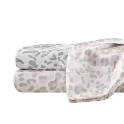 Taupe Leopard Print Satin 4-pc. King Sheet Set