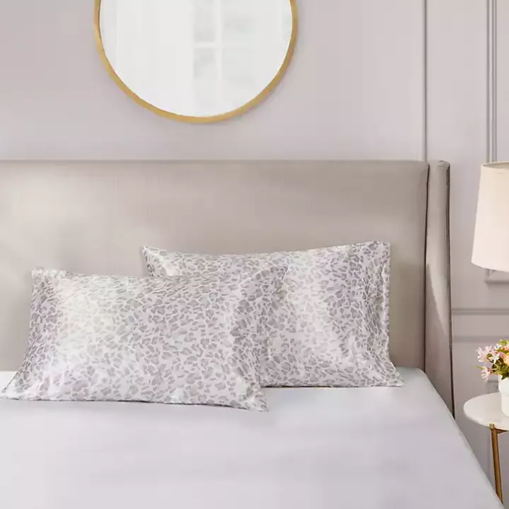 Taupe Leopard Satin Standard 2-pc. Pillow Case Set