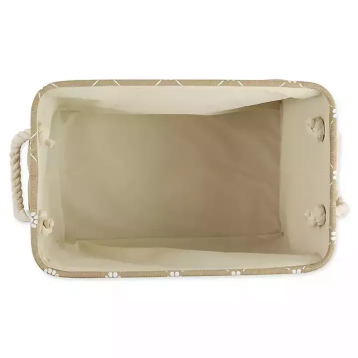 Taupe Trellis Paw Print Storage Basket, 14 in.
