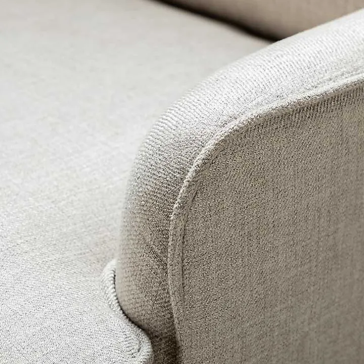 Taupe Upholstered Natural Base Wingback Rocker