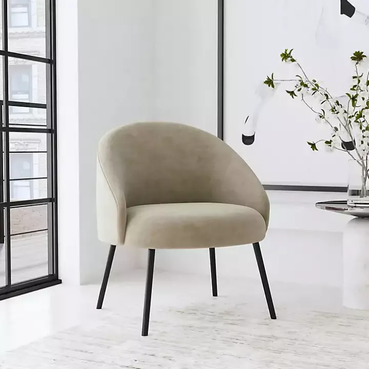 Taupe Velvet Modern Accent Chair