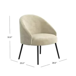 Taupe Velvet Modern Accent Chair