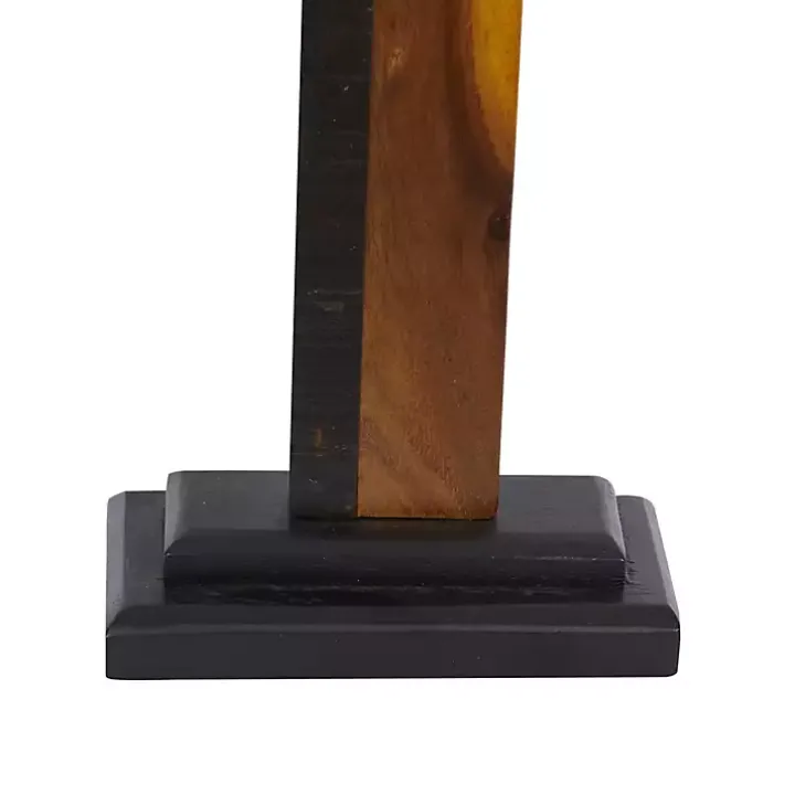 Teak Wood Cross Tabletop Sculpture