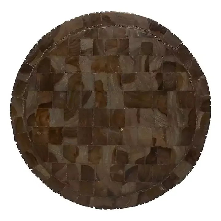 Teak Wood Drum Accent Table