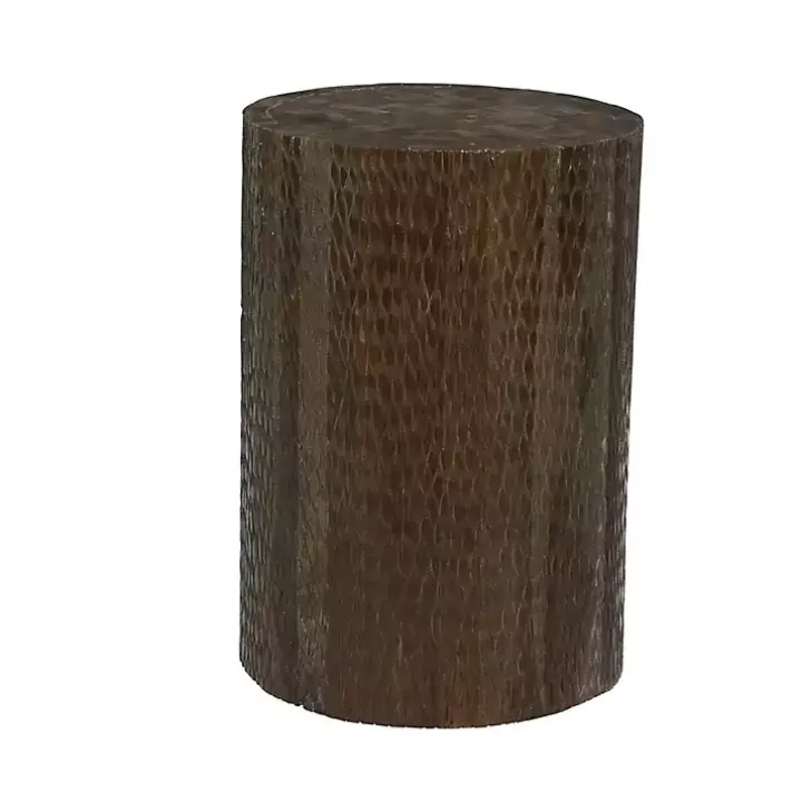 Teak Wood Drum Accent Table