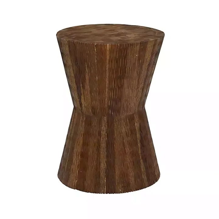 Teak Wood Hourglass Accent Table