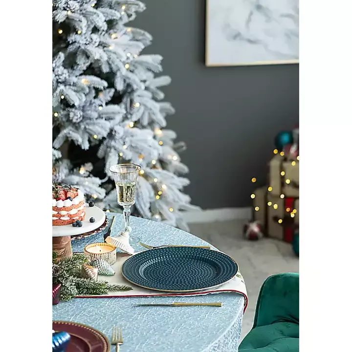 Teal and Gold Hobnail Chargers, Set of 4