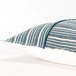 Teal and Ivory Directional Stripes Pillow