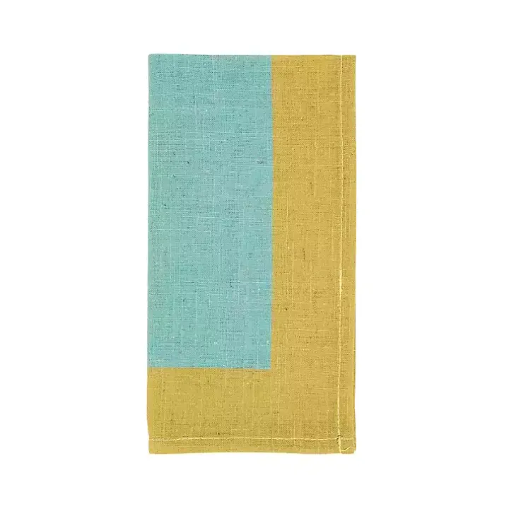 Teal and Mustard Colorblock Napkins, Set of 4