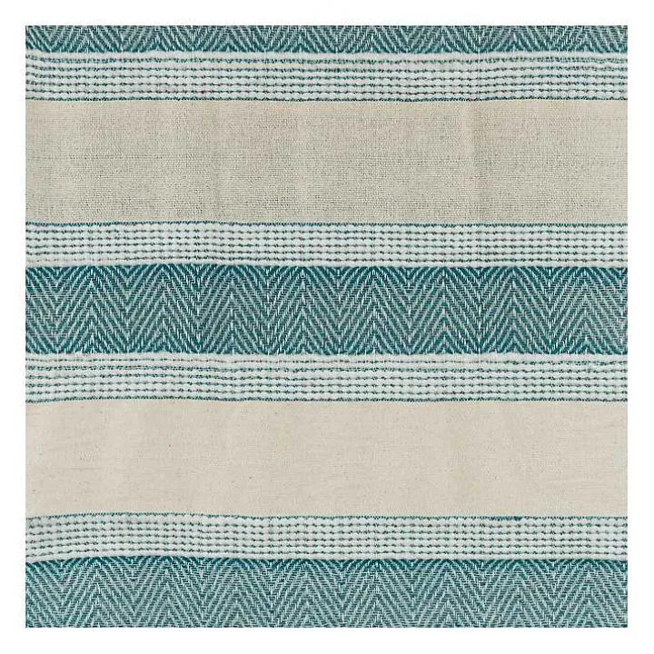 Teal and Natural Colorblock Chevron Throw
