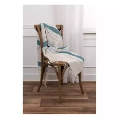 Teal and Natural Colorblock Chevron Throw