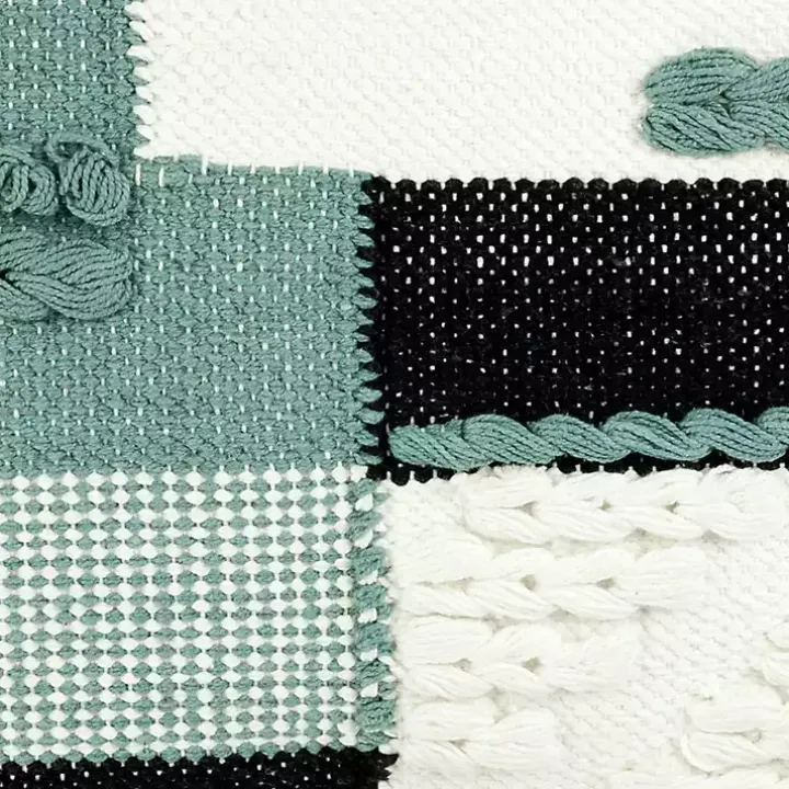 Teal Braided Color Block Lumbar Pillow
