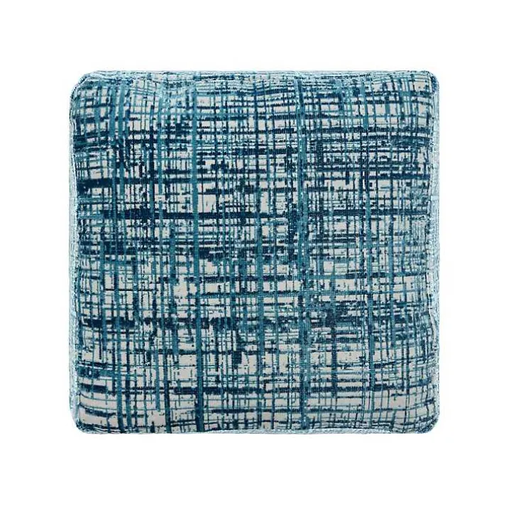 Teal Distressed Geo Ultra-Soft Pouf