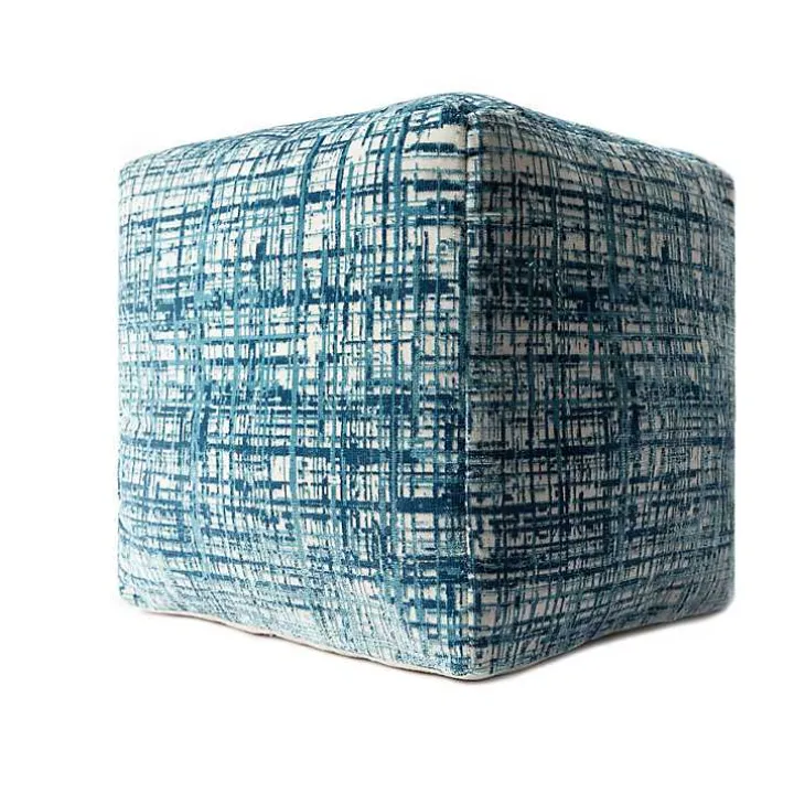 Teal Distressed Geo Ultra-Soft Pouf