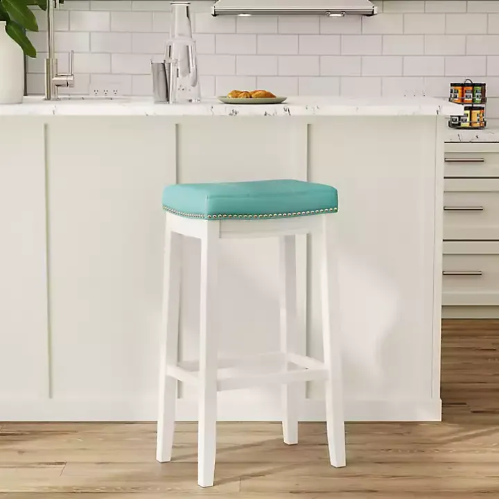 Teal Faux Leather Claridge Bar Stool