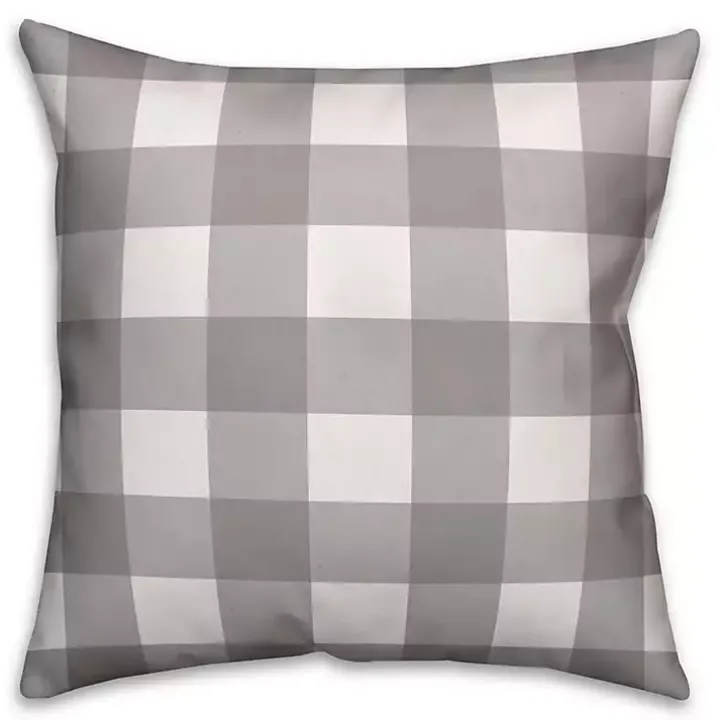 Teal Floral Buffalo Check Outdoor Pillow