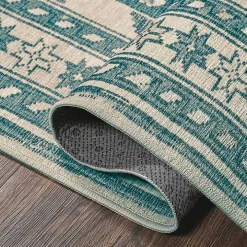 Teal Seraz Washable Runner, 2x7