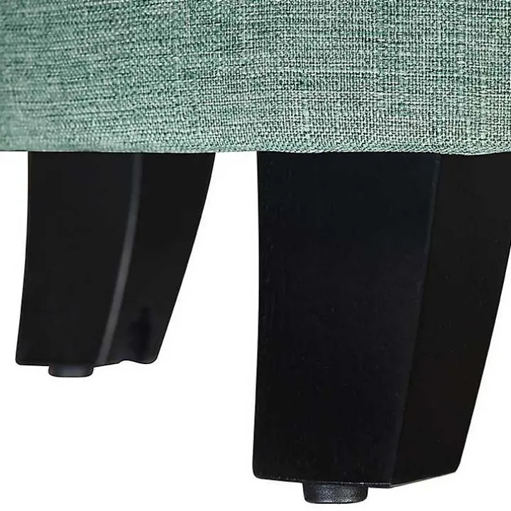 Teal Upholstered Eliza Round Storage Ottoman