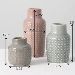 Textured Ceramic Vases, Set of 3