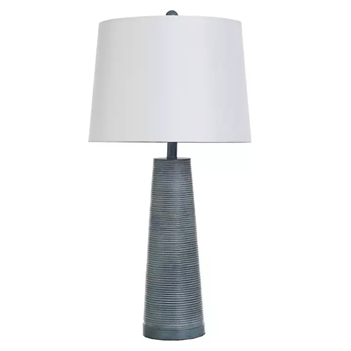 Textured Denim Blue Tapered Table Lamp