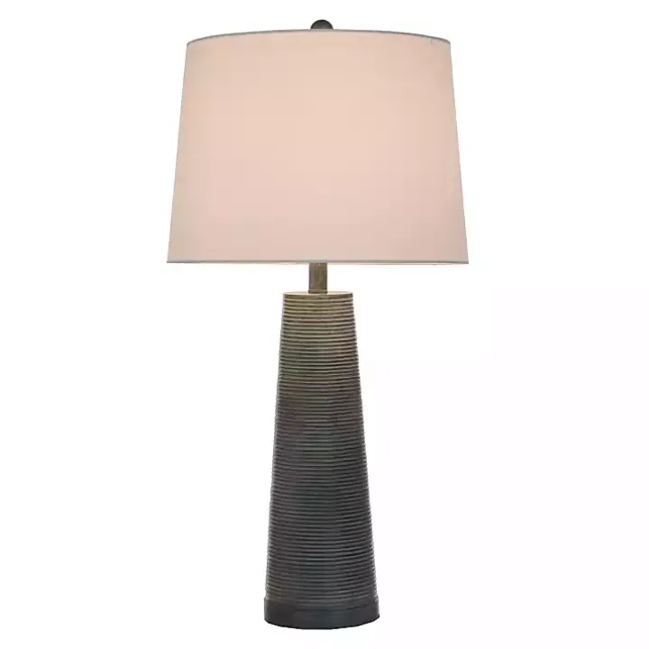 Textured Denim Blue Tapered Table Lamp