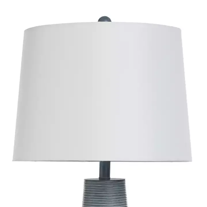 Textured Denim Blue Tapered Table Lamp