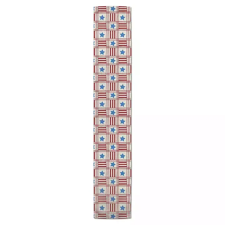 4th of July Stars & Stripes Table Runner, 90 in.