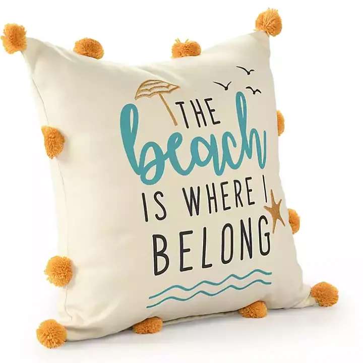 The Beach is Where I Belong Indoor/Outdoor Pillow