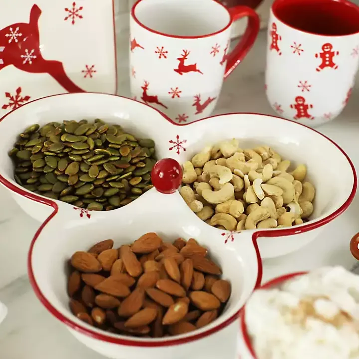 Three-Section Christmas Serving Platter