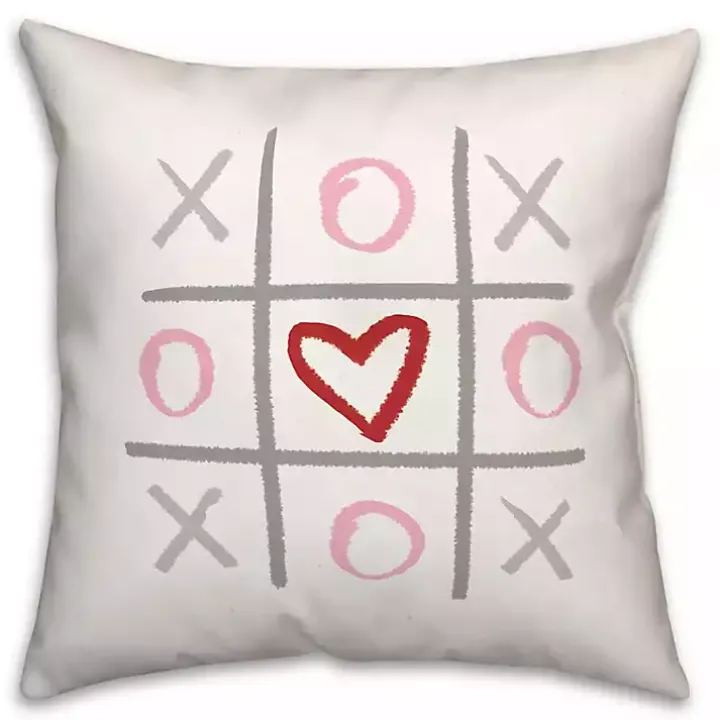Tic Tac Toe Heart Pillow