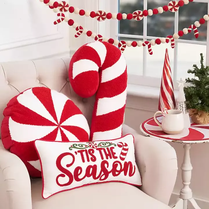 Tis the Season Candy Cane Lumbar Pillow