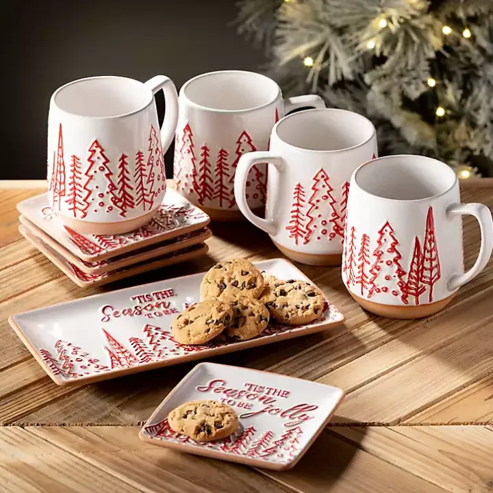 Tis the Season Christmas Snack Plates, Set of 4