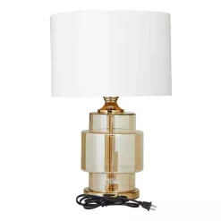Translucent Orange Glass White Shade Table Lamp