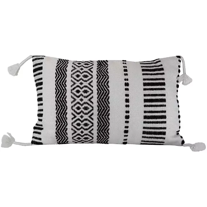 Tribal Stripe Tassel Outdoor Lumbar Pillow