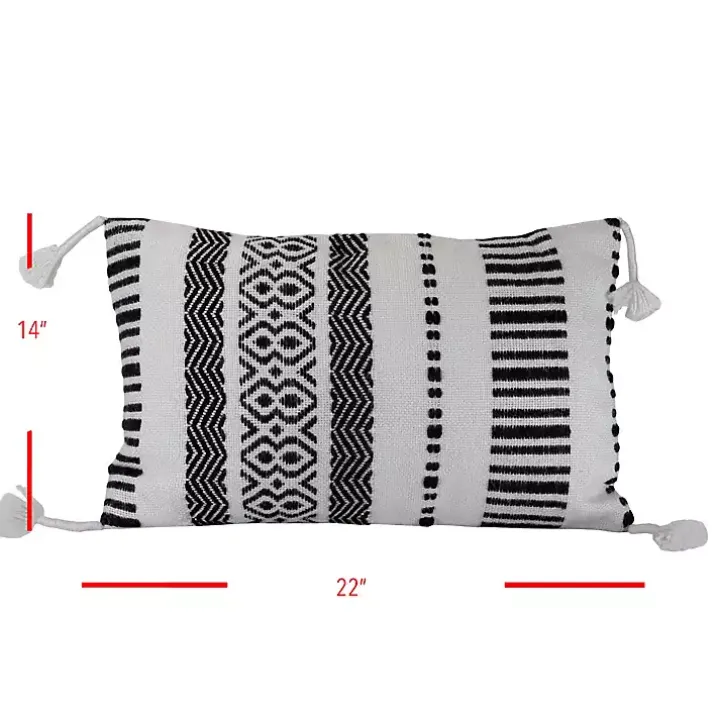 Tribal Stripe Tassel Outdoor Lumbar Pillow