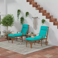 Turquoise Canvas French Edge Chaise Cushion