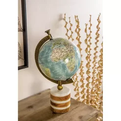 Turquoise Ceramic and Wood Coastal Globe