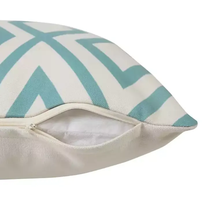 Turquoise Geometric Diamond Outdoor Pillow