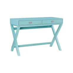 Turquoise Wood 2-Drawer Peggy Desk