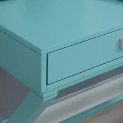 Turquoise Wood 2-Drawer Peggy Desk