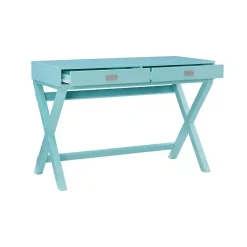 Turquoise Wood 2-Drawer Peggy Desk