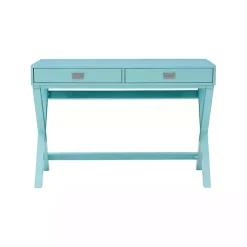 Turquoise Wood 2-Drawer Peggy Desk