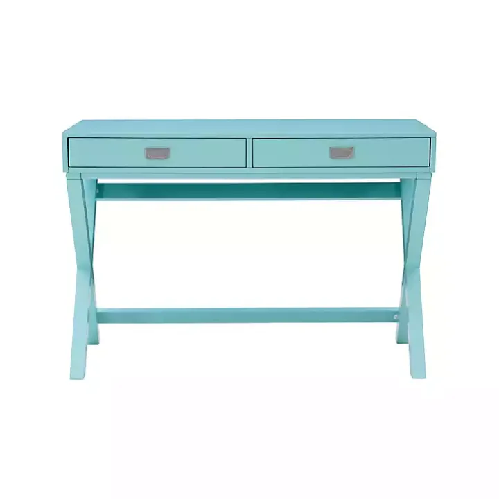 Turquoise Wood 2-Drawer Peggy Desk