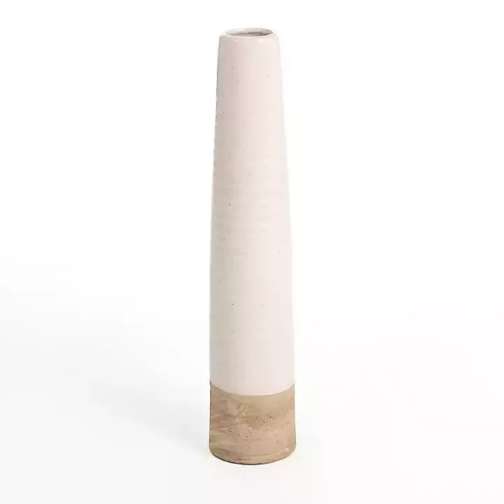 Two Tone Stoneware Floor Vase, 23 in.