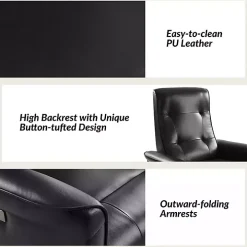Val Black Faux Leather Swivel Power Recliner