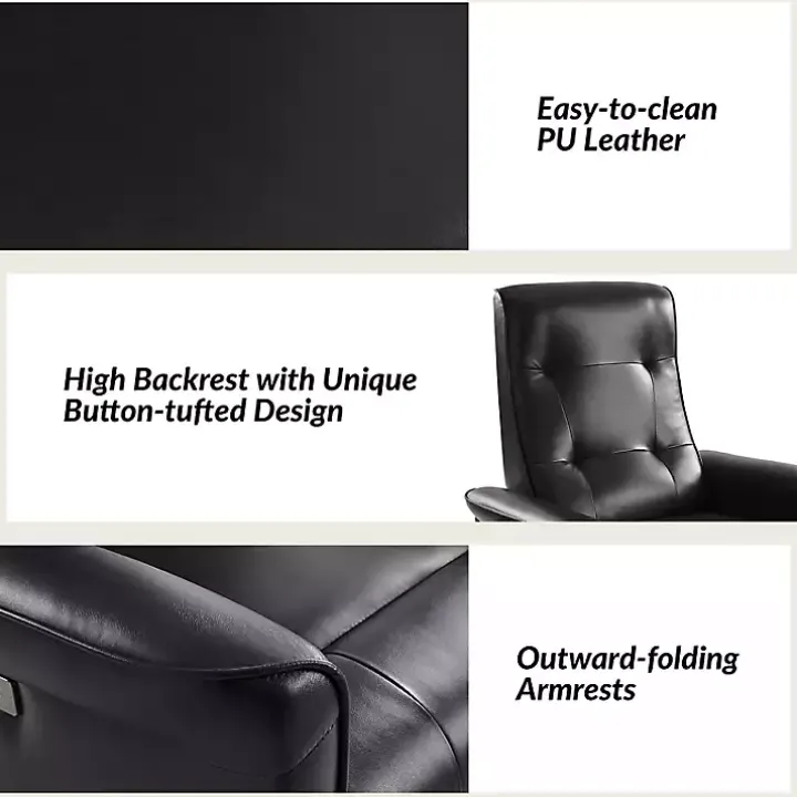 Val Black Faux Leather Swivel Power Recliner