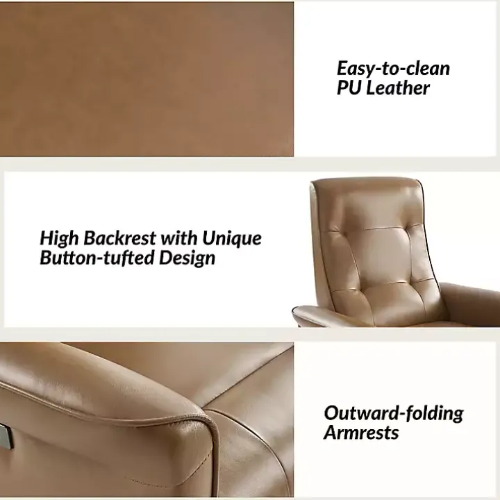 Val Brown Faux Leather Swivel Power Recliner